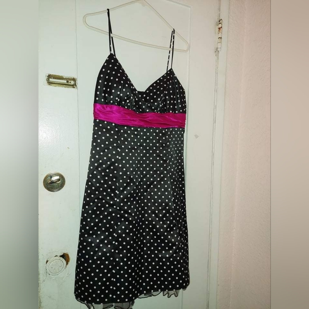 DJ JAZZ polka dot  pin-up inspired sleeveless thin  strap high waist dress Sz 12